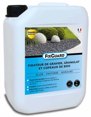 FixGuard - Liant fixateur de Graviers, Galets, Copeaux pour Ne Plus Ratisser- Fixe 3 Ans Les Pierres détachées - Résiste souffleur