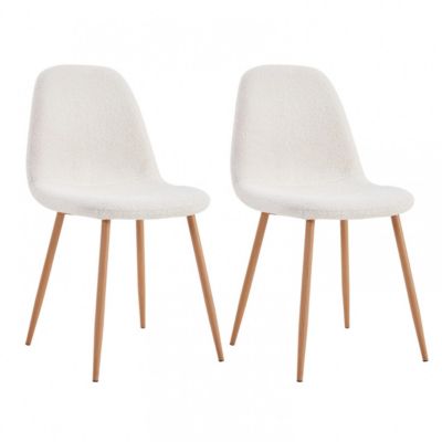 FJARD - Lot de 2 Chaises Blanches Tissu Bouclettes