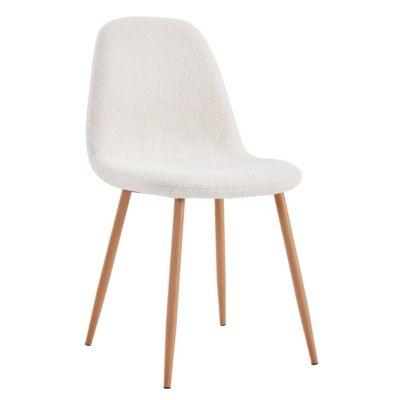 FJARD - Lot de 2 Chaises Blanches Tissu Bouclettes