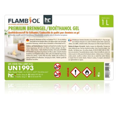 Flambiol Bioéthanol Premium En Gel (15 x 1 L), Combustible Longue Durée, Idéal Pour Cheminées D'intérieur/d'extérier