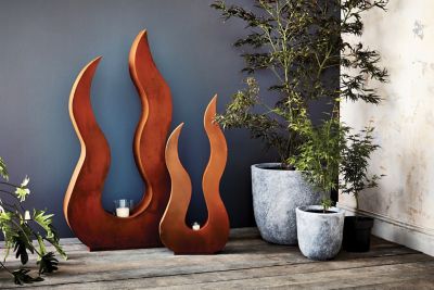 Flamme métal oxyde finition rouillée H.115 cm