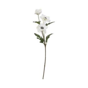 Fleur artificielle Tige Anémone 3 têtes Blanches H 69 cm