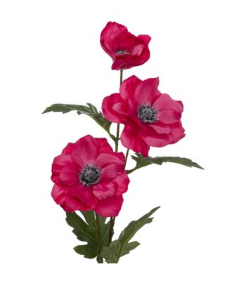 Fleur artificielle Tige Anémone 3 têtes Rose Fuchsia H 69 cm