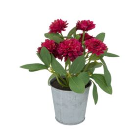 Fleurs artificielles dans un pot en zinc D 15 x H 19 cm