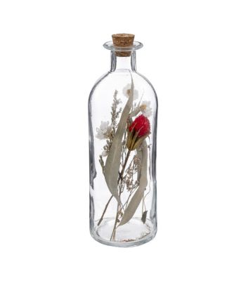 Fleurs séchées dans Bouteille en verre D 7  x H 21 cm