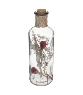 Fleurs séchées dans Bouteille en verre D 9  x H 28 cm