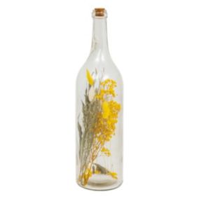 Fleurs Séchées Jaune dans une Bouteille en Verre H 46.6 cm