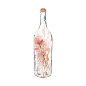 Fleurs Séchées Rose dans une Bouteille en Verre H 46.6 cm