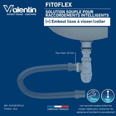 Flexible armé PVC gris Fitoflex Ø32mm, L. 750mm - Valentin
