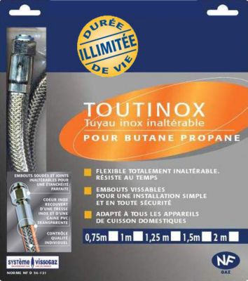 FLEXIBLE INOX GAZ ButanePropane 2.00 M DUREE ILLIMITEE