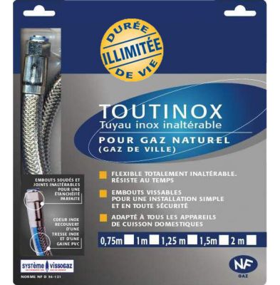 FLEXIBLE INOX GAZ NATUREL 1.50m  ILLIMITE