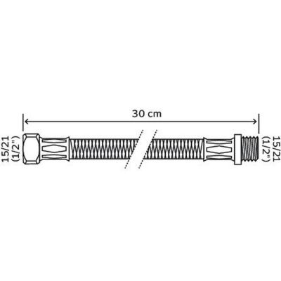 Flexible sanitaire - Raccord mâle 1/2"  écrou tournant 1/2"  - 300mm - DN10 - Somatherm For You
