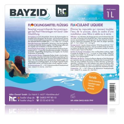 Floculant Liquide Bayzid 1 x 1 L, Traitement Haute Performance Pour Eau De Piscine Claire Et Filtration À Sable
