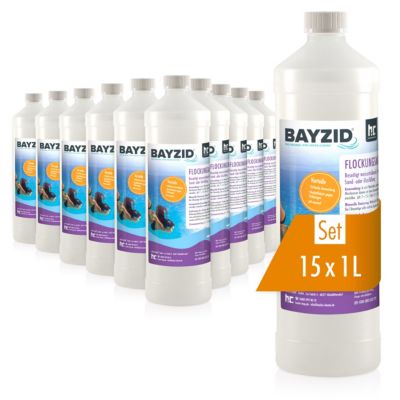 Floculant Liquide Bayzid 15 x 1 L, Traitement Haute Performance Pour Eau De Piscine Claire Et Filtration À Sable