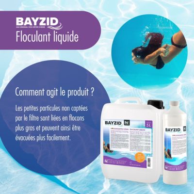 Floculant Liquide Bayzid 2 x 10 L, Traitement Haute Performance Pour Eau De Piscine Claire Et Filtration À Sable