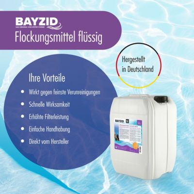 Floculant Liquide Bayzid 2 x 10 L, Traitement Haute Performance Pour Eau De Piscine Claire Et Filtration À Sable