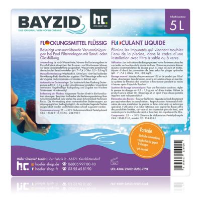 Floculant Liquide Bayzid 2 x 5 L, Traitement Haute Performance Pour Eau De Piscine Claire Et Filtration À Sable