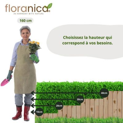 Floranica Bordure de jardin en bois flexible 40 x 200 cm Non-traité avec piquets, idéale pour délimiter pelouse et massifs de fleu