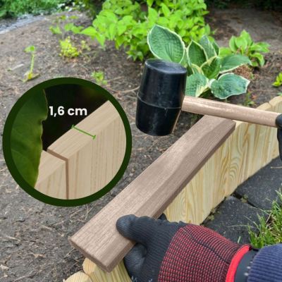 Floranica Bordure de jardin en bois flexible 40 x 200 cm Non-traité avec piquets, idéale pour délimiter pelouse et massifs de fleu