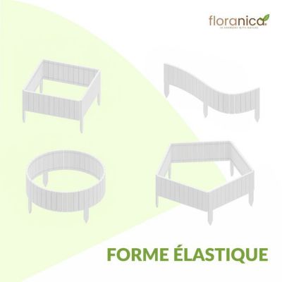 Floranica Bordure flexible de parterre Imprégnée 100 x 20 cm Blanc (raccourcissable) Clôture en bois en pin Palissade Rollboarder