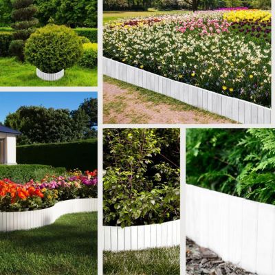 Floranica Bordure flexible de parterre Imprégnée 100 x 20 cm Blanc (raccourcissable) Clôture en bois en pin Palissade Rollboarder