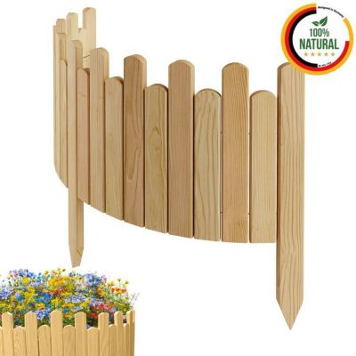 Floranica bordure jardin 30 cm, naturel, 100cm, clôture bois flexible, palissade, rouleau bordure, clôture enfichable
