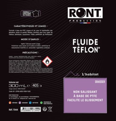 Fluide lubrifiant au Téflon 520ml aérosol RontProduction