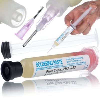 Flux de Soudure RMA-223 - Gel No Clean 10cc, Avec Poussoir et Aiguille, Précision pour Électronique