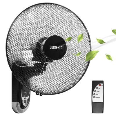 FN55 BK Ventilateur mural 60W 5 pales Oscillant Inclinable 3 vitesses Télécommande Moteur silencieux Duronic