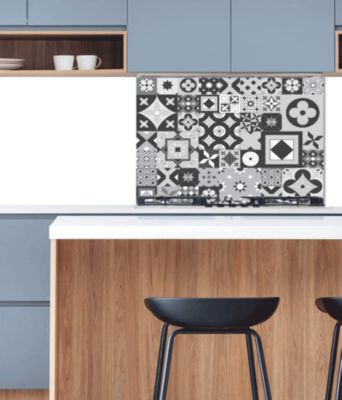 Fond de Hotte alu carreaux de ciment NUANCES DE GRIS 90 cm x 70 cm Ma Nouvelle Déco