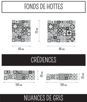 Fond de Hotte alu carreaux de ciment NUANCES DE GRIS 90 cm x 70 cm Ma Nouvelle Déco
