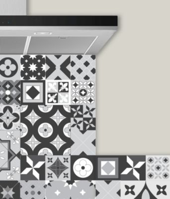 Fond de Hotte alu carreaux de ciment NUANCES DE GRIS 90 cm x 70 cm Ma Nouvelle Déco