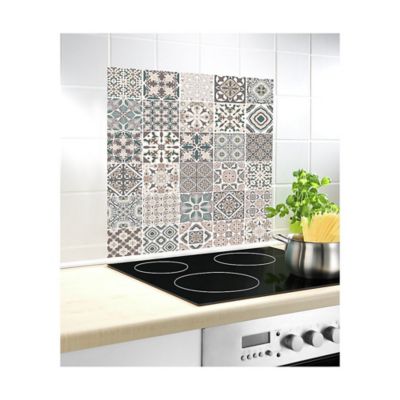 fond de hotte en verre type carreaux de ciment l 60 x h 70 cm ep 4 mm castorama