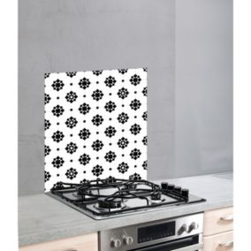 Fond hotte design Arabesque - L. 60 x l. 70 cm - Blanc et noir