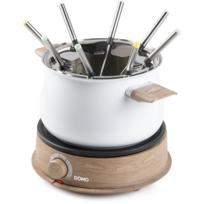 Fondue Electrique  - DOMO - DO736F - 1500 W - 2 L - 8 personnes - Blanc/Bois