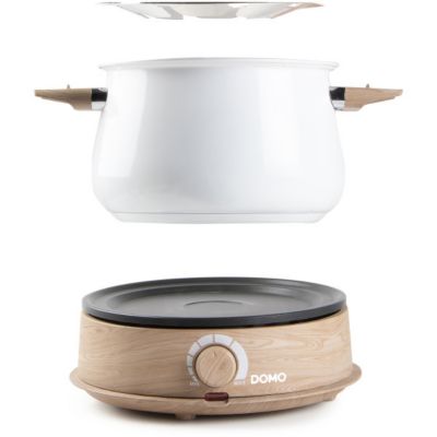 Fondue Electrique  - DOMO - DO736F - 1500 W - 2 L - 8 personnes - Blanc/Bois