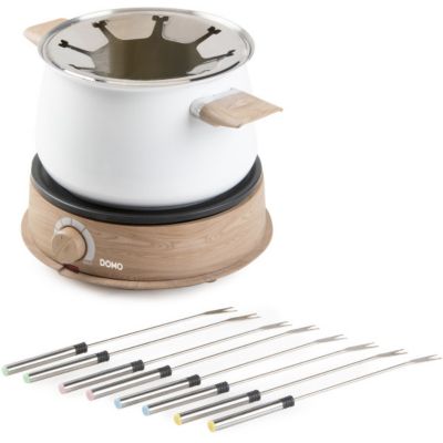 Fondue Electrique  - DOMO - DO736F - 1500 W - 2 L - 8 personnes - Blanc/Bois
