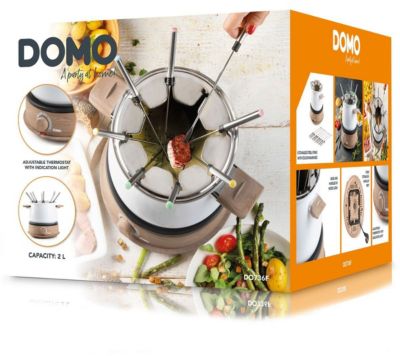 Fondue Electrique  - DOMO - DO736F - 1500 W - 2 L - 8 personnes - Blanc/Bois
