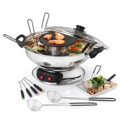 Fondue - KITCHEN CHEF - KCP.FONDASIA - 1950 Watts - Inox - Couvercle en verre