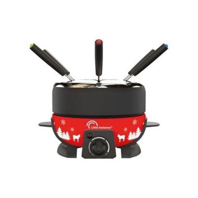 Fondue - LITTLE BALANCE - Service à fondue - 800W - 8 personnes - Happy Meuuuh - noir/rouge