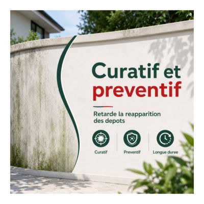 Fongicide  Anti dépôt vert concentré pour murs façade.  - 1 L (jusqu'à 250 m²) - ARCANE INDUSTRIES