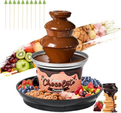 Fontaine à chocolat à 3 étages avec 10 brochettes en bambou noir