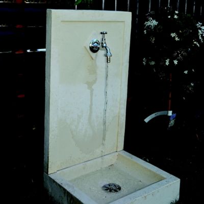 Fontaine de jardin Avalon blanche en pierre reconstituée H.76 cm