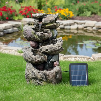 Fontaine de jardin solaire Natura 38x36x58 cm, éclairage LED et batterie