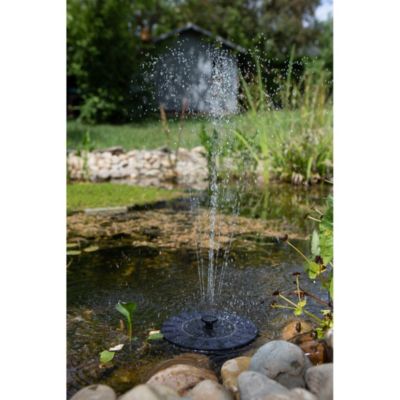 Fontaine solaire- Diamètre 18cm- fournie avec 6 buses pour choix du type de jet d'eau, fonctionne sans batterie