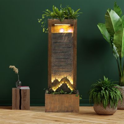 Fontaine XL Luminis intérieur/extérieur 127cm polyrésine cuivre, LED blanc chaud, pompe 1100L/h
