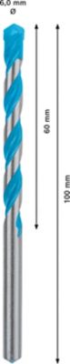 Foret cylindrique multi-matériaux ø6 mm Bosch 100 mm
