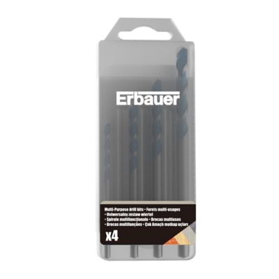 Foret Erbauer ERBPTA-4MP pour maçonnerie, métal, plastique et bois, 4 pièces