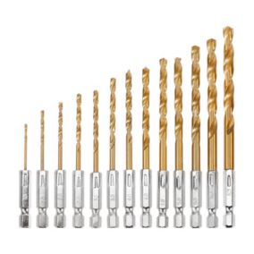 Foret Hélicoïdal en HSS 13Pcs Forets Hexagonaux en Acier Rapide avec Revêtement en Titane 1,5 Mm - 6,5 Mm pour Perçage du Bois/Mét