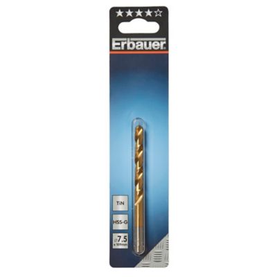 Foret métal (x1) - dimensions Ø.7,5 x L.109 mm - emmanchement Cylindrique - Erbauer